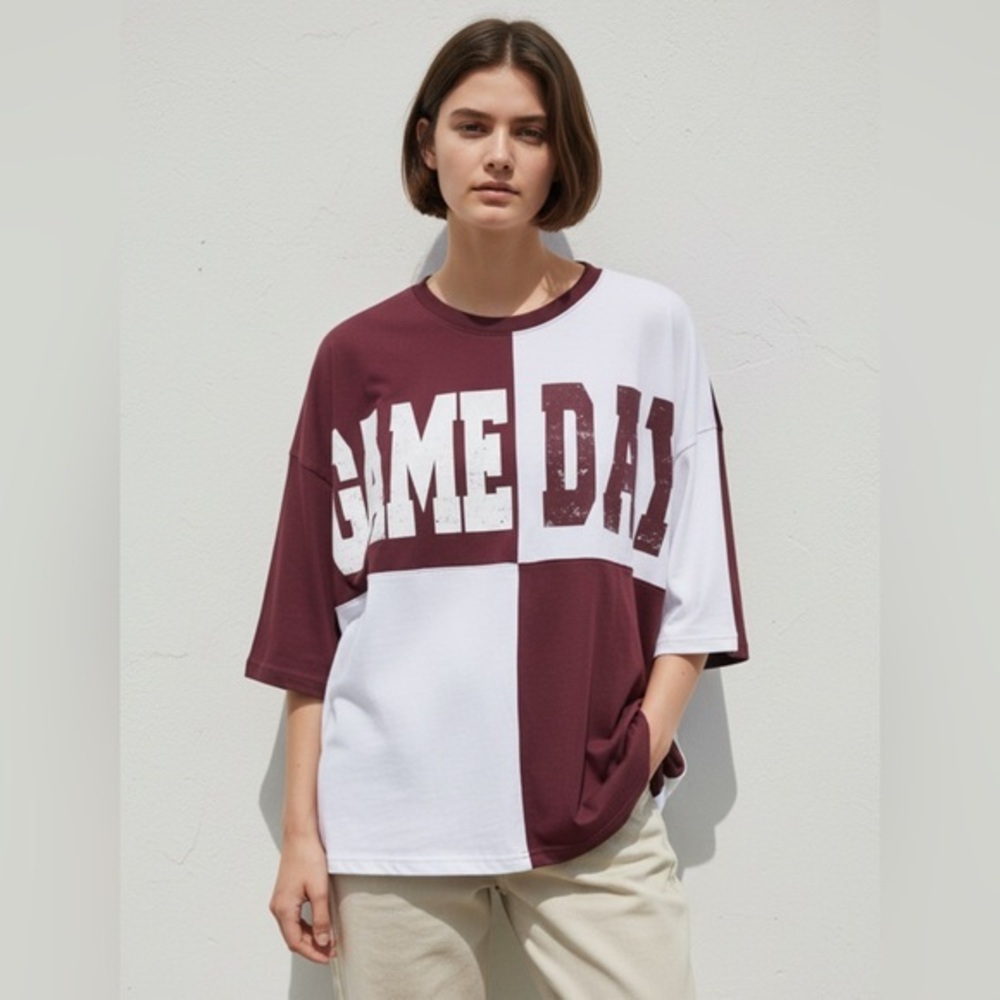 Fantastic Fawn Burgundy and White Game Day Tee